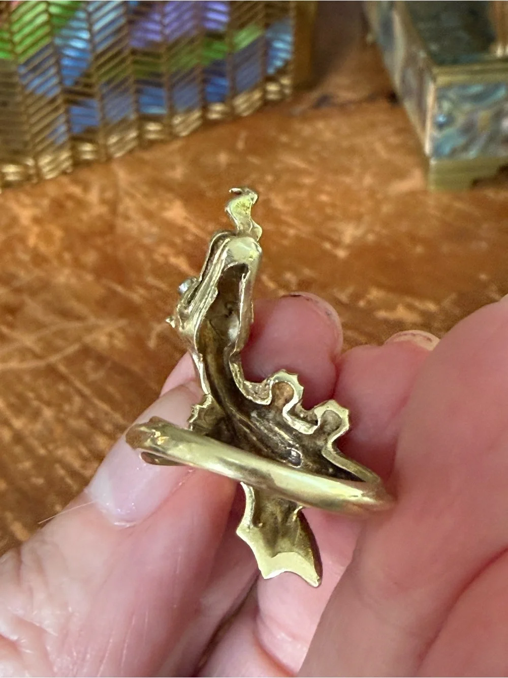 Vintage 14K Gold Dragon Wrap Ring with Diamond Eyes